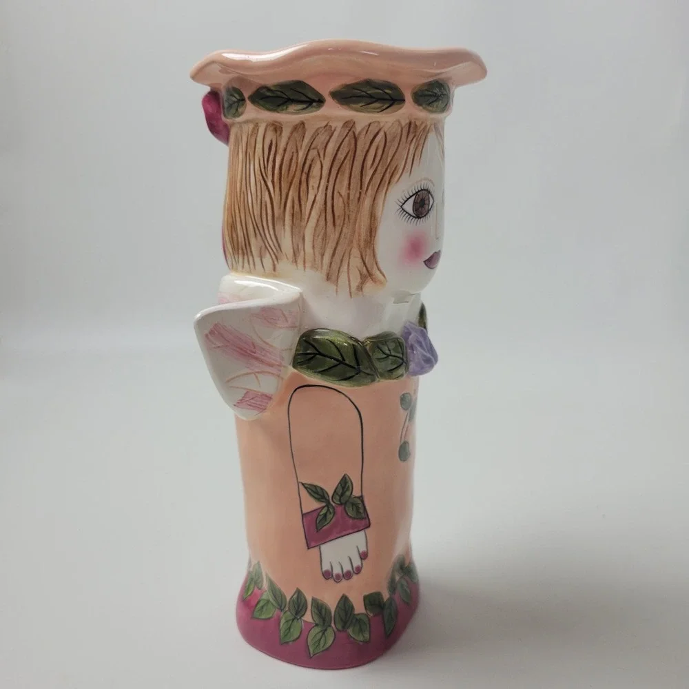 Bella Casa by Ganz Susan Paley Serena Ceramic Figural Bud Vase Peach Pink Angel